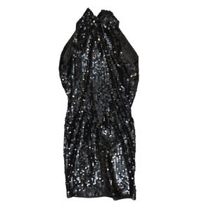 Vintage NITELINE 90's Black All Sequin Evening Cocktail Dress Size 4 Made in USA